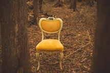 single chair alone in a forest 