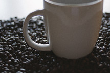 coffee mug in coffee beans 