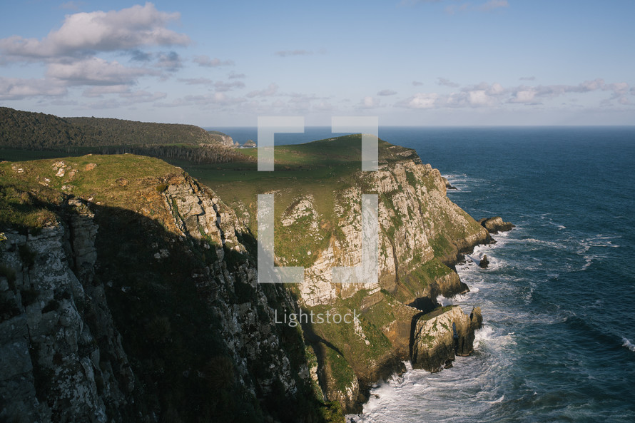 cliffs along the shoreline of New Zealand 