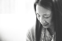 Asian woman with closed eyes 