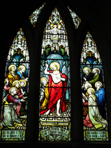 stained glass windows of Jesus and the disciples 
