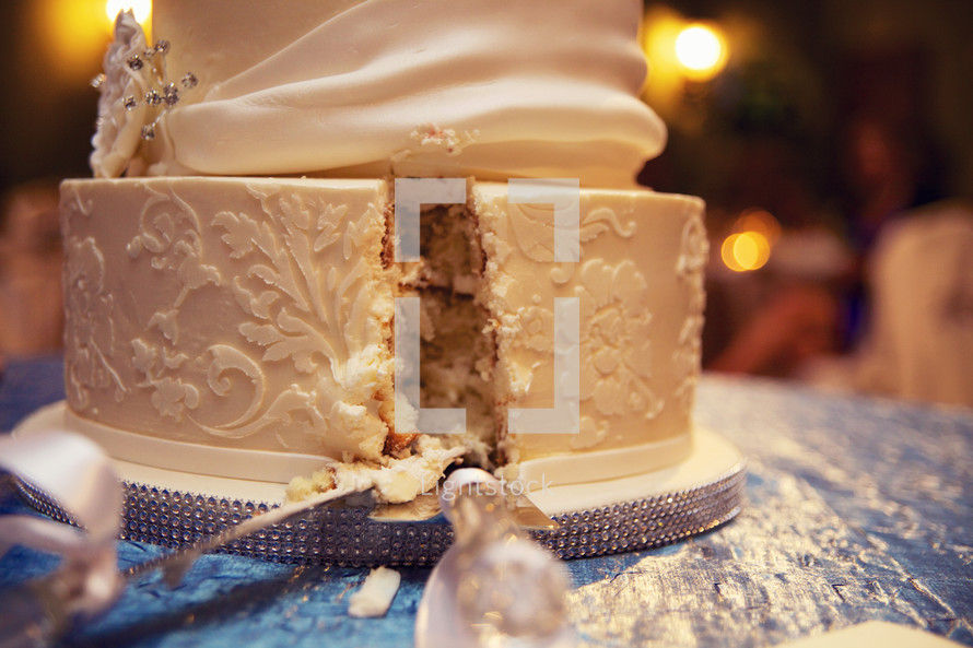 slice out of a wedding cake