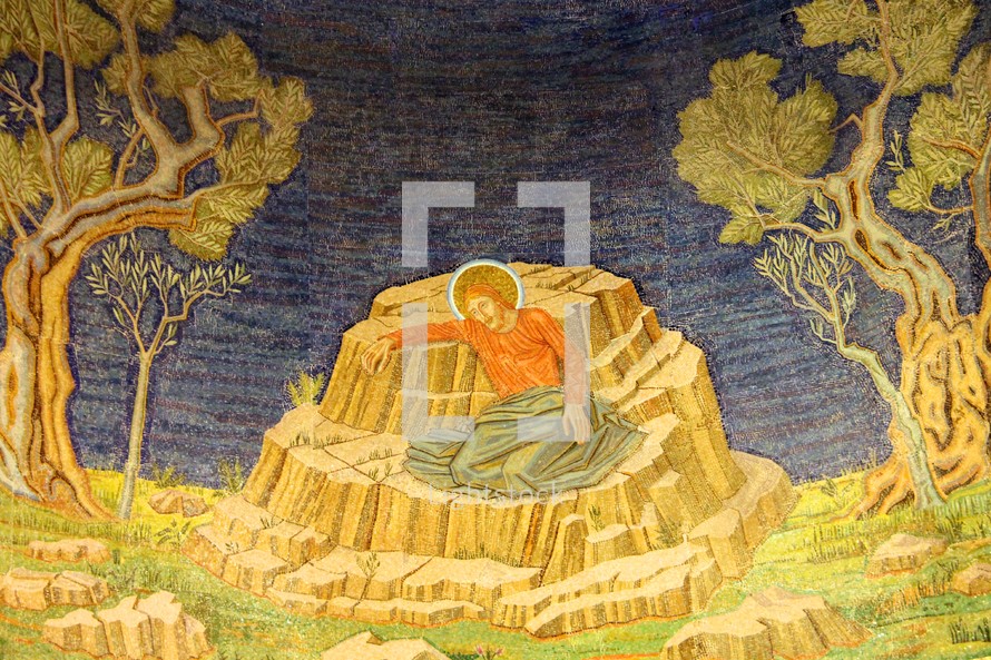 Painting depicting Jesus praying in the Garden of Gethsemane.