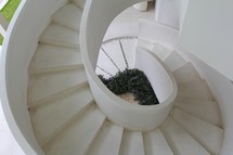 a white spiral staircase