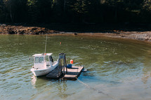 fishing boat in shallow water 