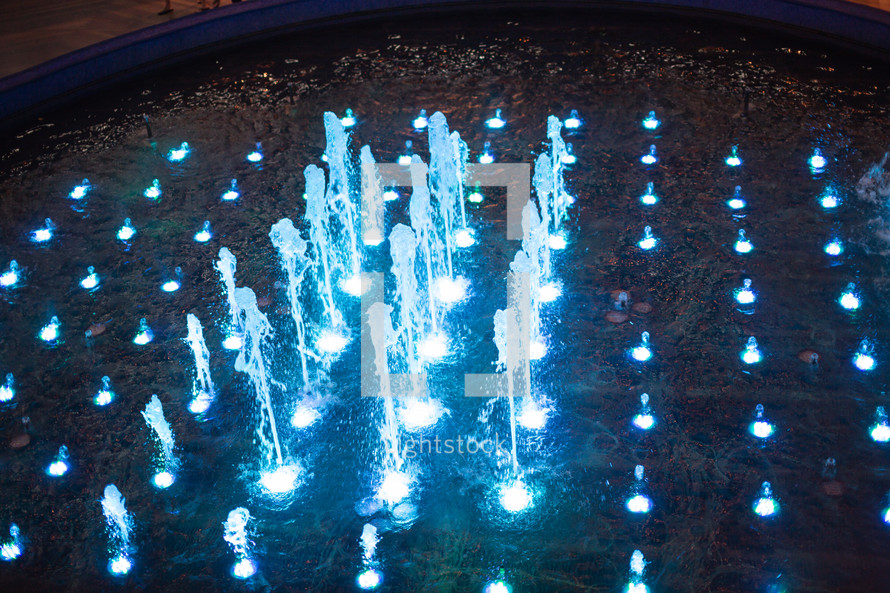 fountains at night