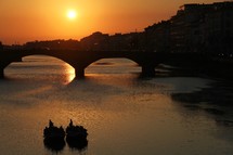 bridge over a river a sunset 