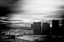 viewing distant mountains from a Las Vegas hotel