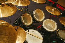 drum set and cymbals