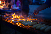 food cooking on a grill