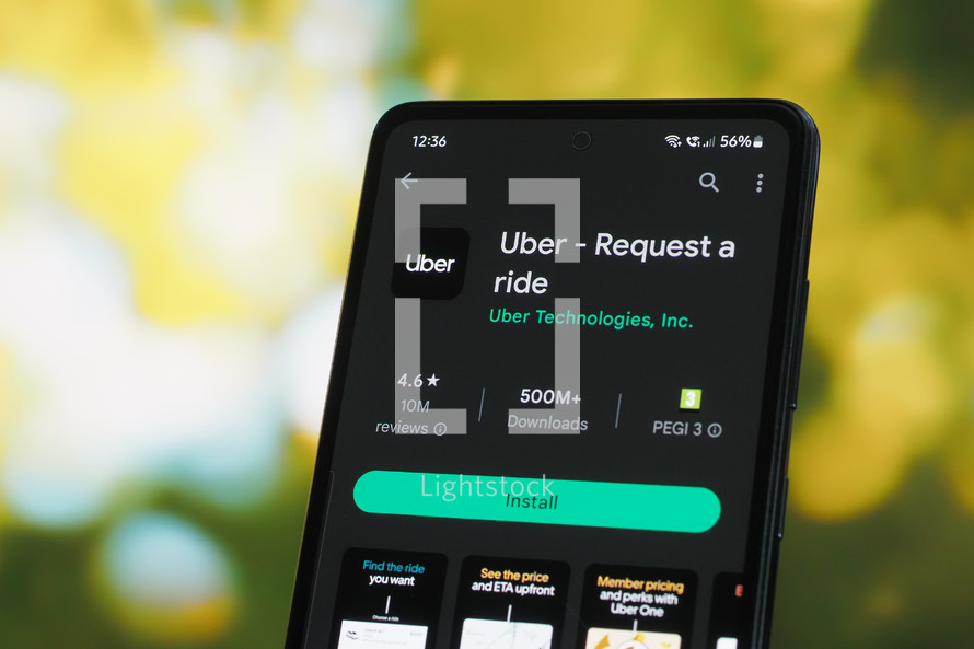 Uber app on a smartphone 