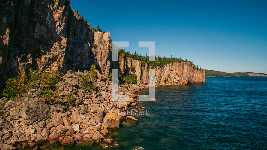 cliffs along a shoreline 