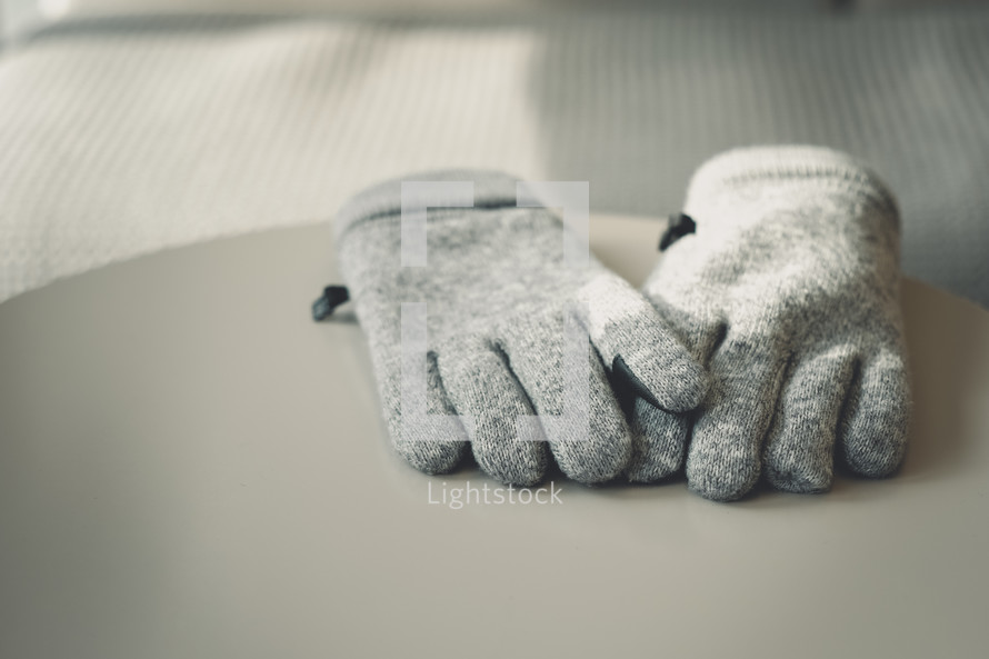 gloves on a table 