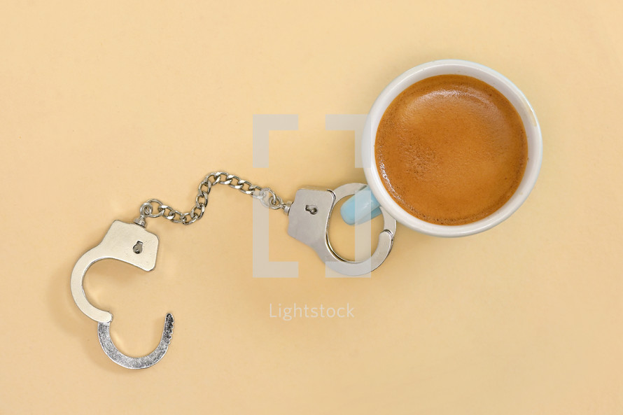 Addiction Espresso Cup and Handcuffs