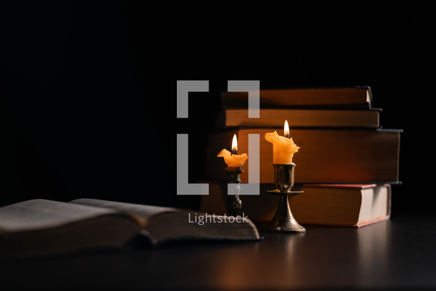 Bible and candlelight