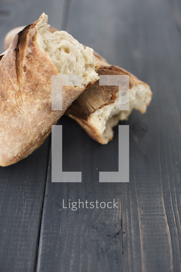 bread loaf in halves 