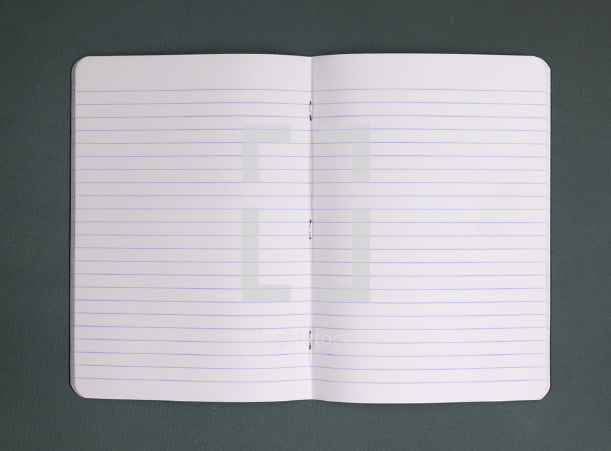 blank pages of an open notebook 