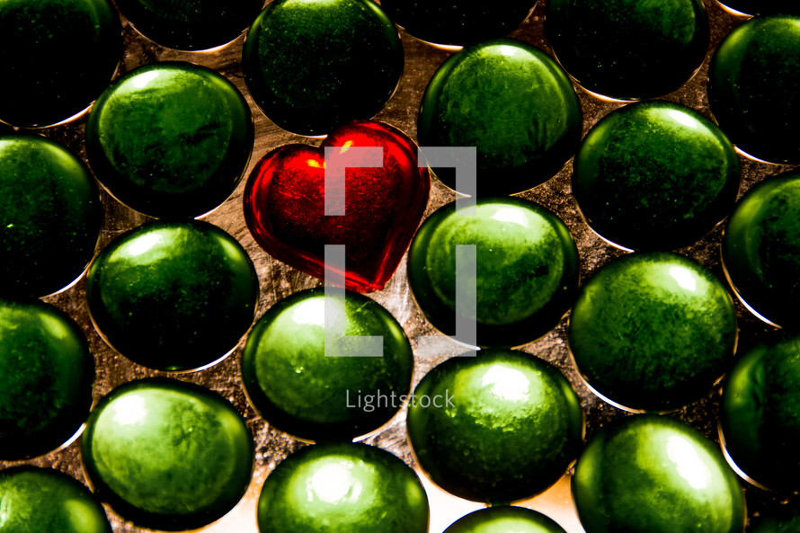 glass heart in green