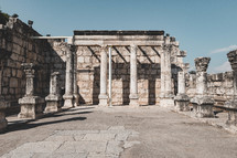 Ancient synagogue where Jesus preached in Capernaum.
