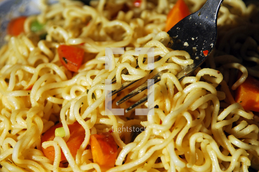 a fork in noodles 