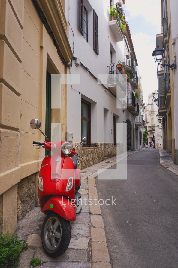 parked vespa scooter 