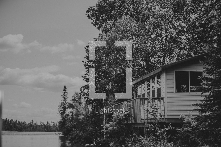 lake house in black and white 