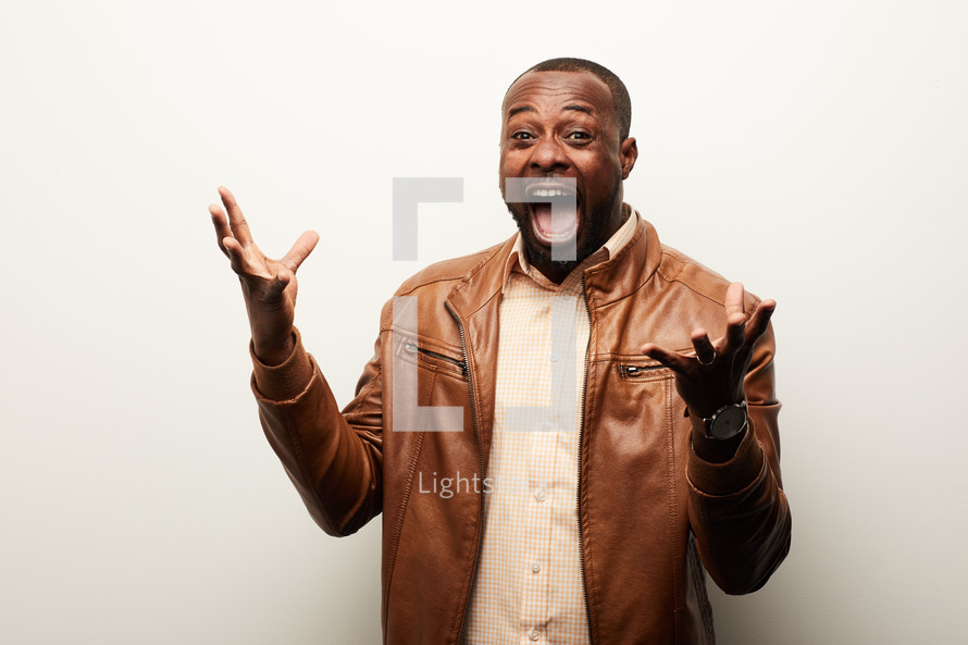 an excited African American man  