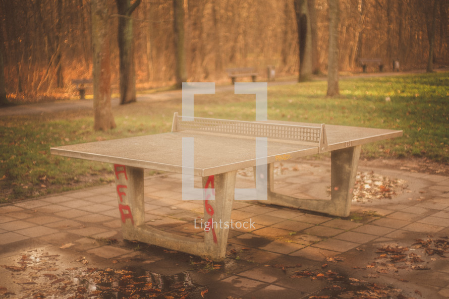 ping pong table at a park 