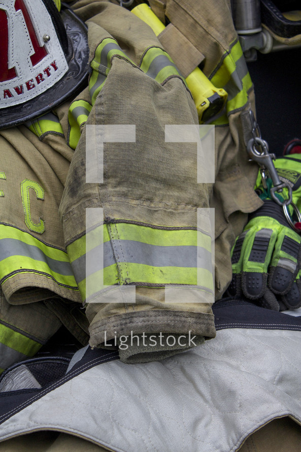 Fireman's suit and hat.