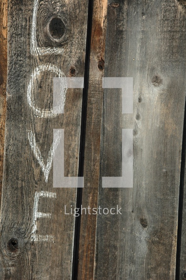 word Love on wood