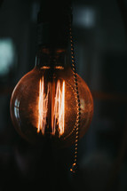 glowing elements in a lightbulb