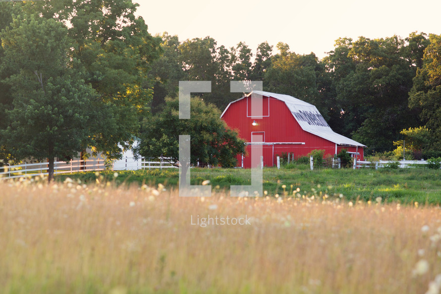 red barn on a farm 
