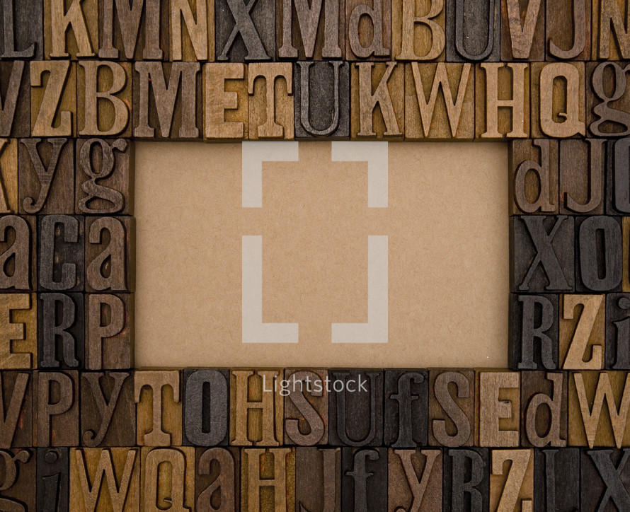 wood stamp letters border 