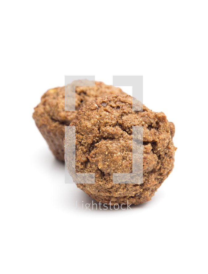 Apple Cinnamon Pecan Muffins on a White Background