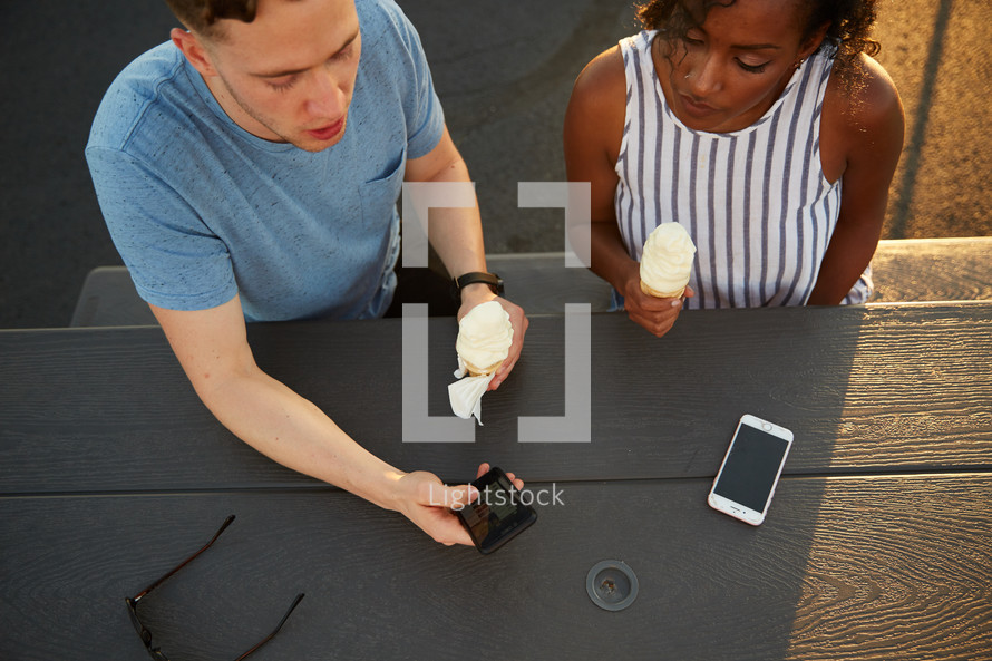 couple eating ice cream on a date 