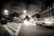 New York City street traffic at night