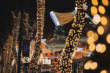 Christmas decorations and illuminations in the night street