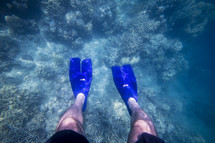 flippers on a scuba diver