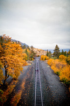 train tracks in fall 