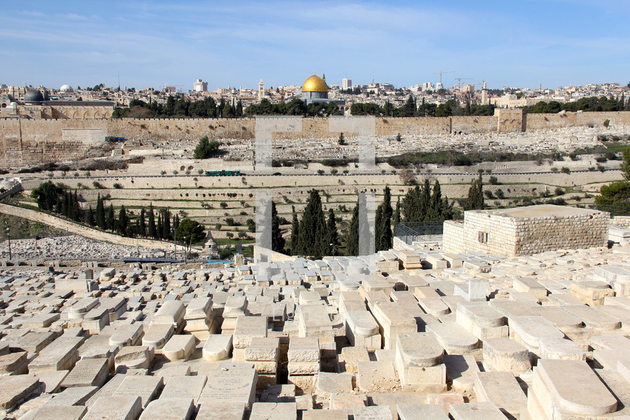 Jewish cemetery overlooking the Kidron Valley and old city of Jerusalem
