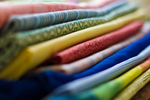 Stack of colorful fabric.