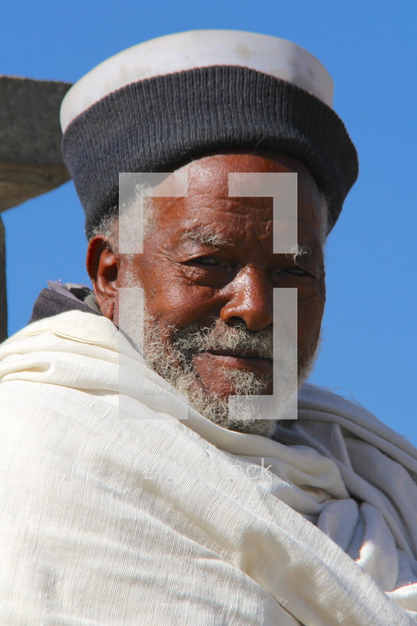 Elderly Ethiopian Orthodox Priest [For more search Ethnic Face Smile]