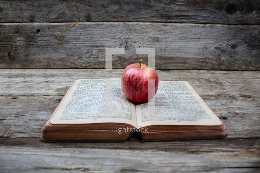 apple on a Bible 