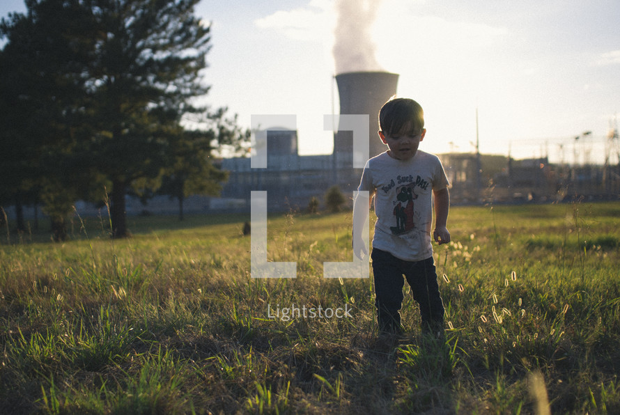 boy and a nuclear power plant 