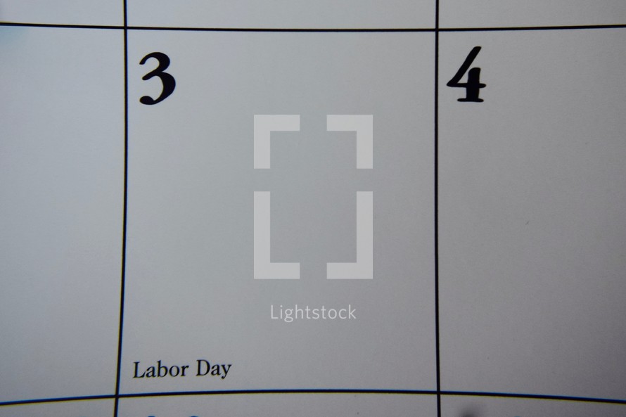 Labor day on a calendar 
