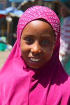 Shrouded muslim girl with broad smile [For similar search Ethnic Face Smile].