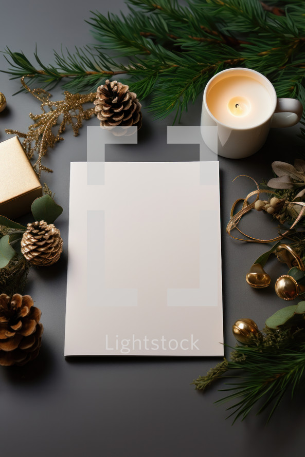 White mockup holiday card for greetings and well-wishes