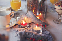 winter table setting at a dinner party