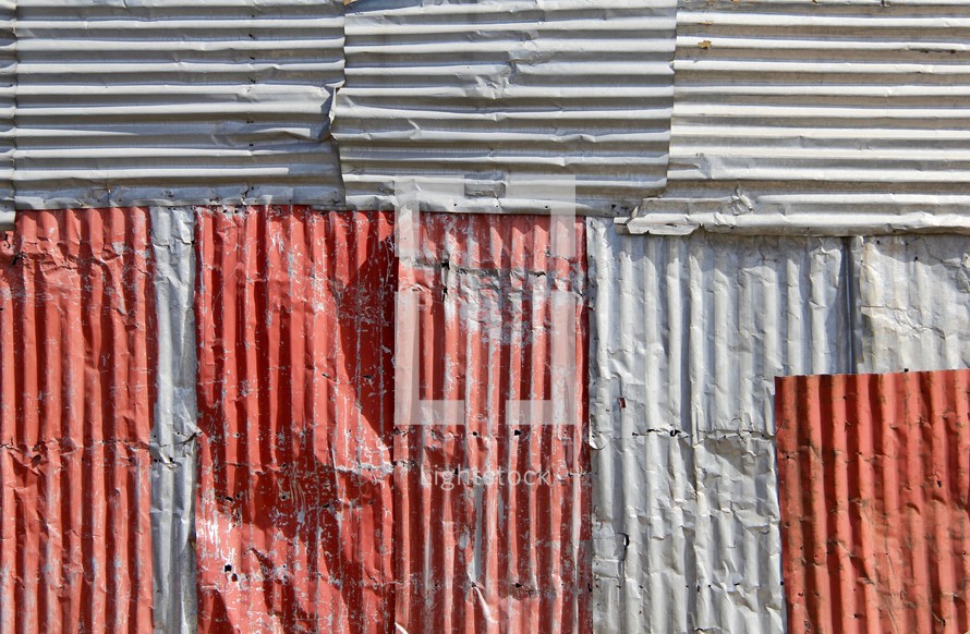 red and silver sheet metal 