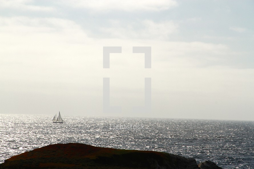 Sailboat on the ocean.